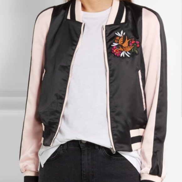 Maje Jackets & Blazers - Maje Basla Bird Satin Bomber Basla Jacket 40 Large